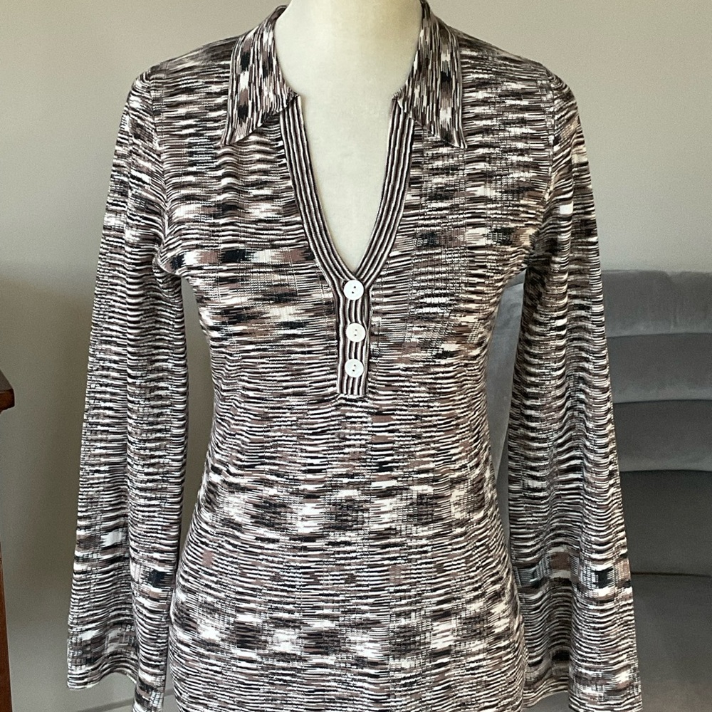 NWT Hale Bob Brown and Black Knit Top